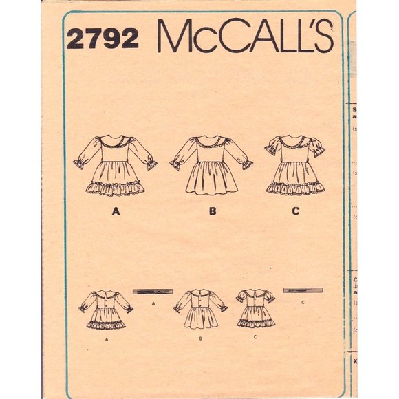 UNCUT Vintage Sewing PATTERN McCalls 2792, Ruffles and Lace 1986 Childrens - Picture 1 of 3